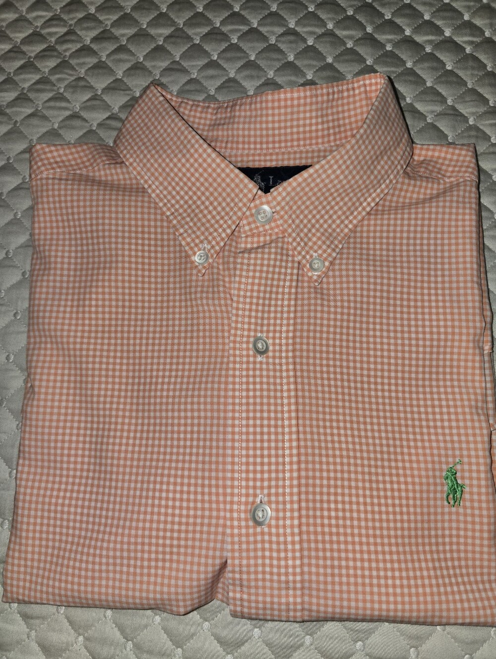 Lg - Ralph Lauren Orange Gingham Button-Down Men's Shirt. (PRISTINE CONDITION) - Picture 6 of 6